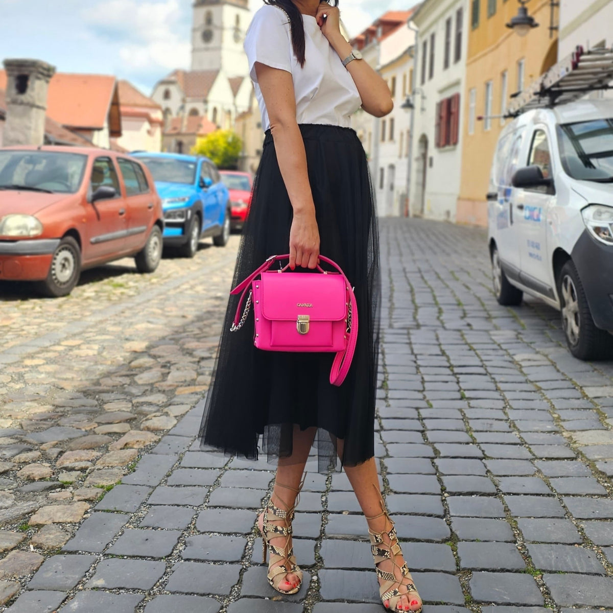 Girl Boxy -piele naturala, marime medie, de zi