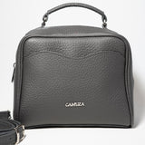 Mara GRAY - genuine leather bag, medium size, casual