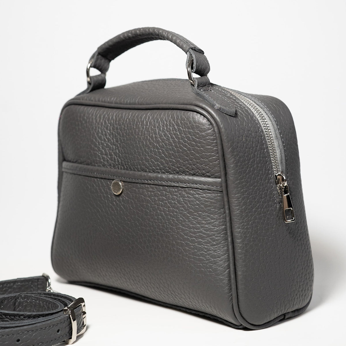 Mara GRAY - genuine leather bag, medium size, casual
