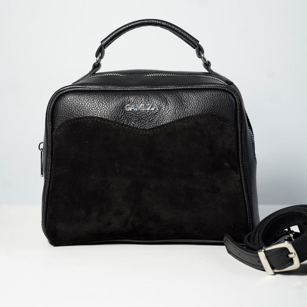 Mara GRAY - genuine leather bag, medium size, casual