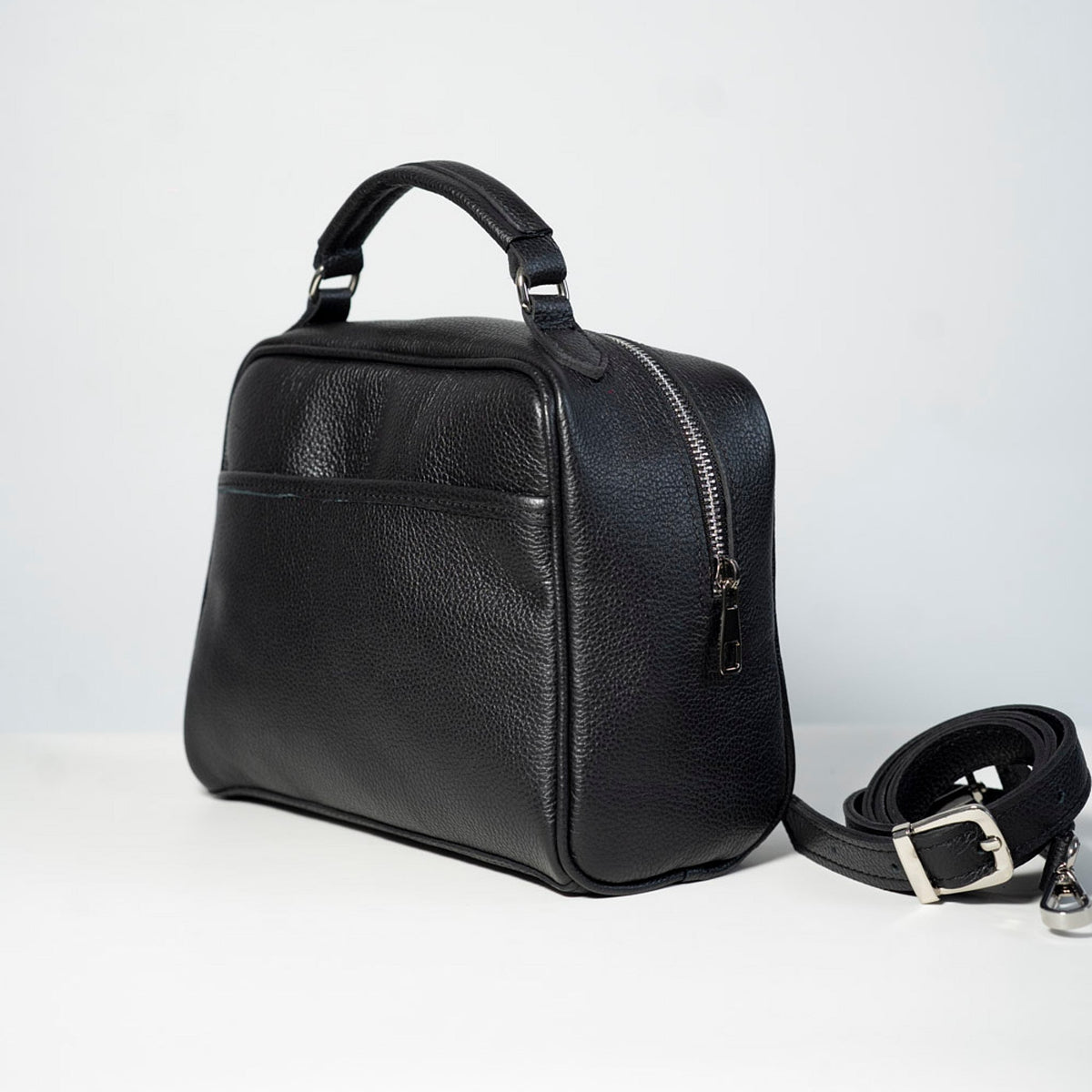 Mara GRAY - genuine leather bag, medium size, casual