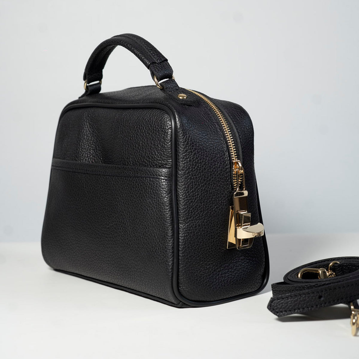 Mara GRAY - genuine leather bag, medium size, casual
