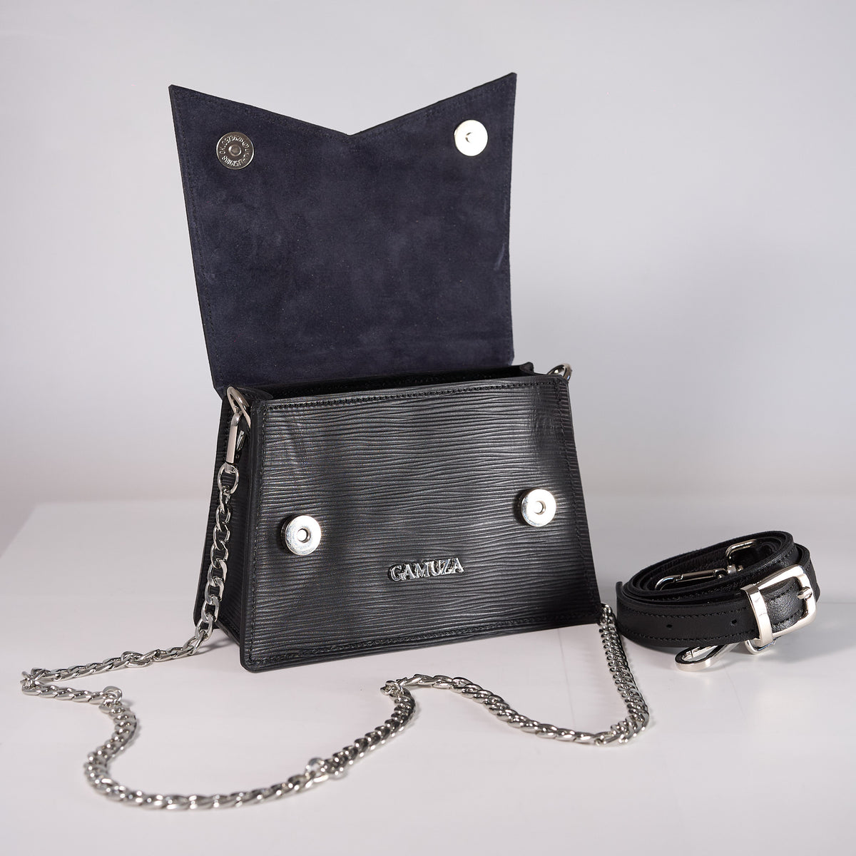 CARMEN - genuine leather bag, small size, with chain