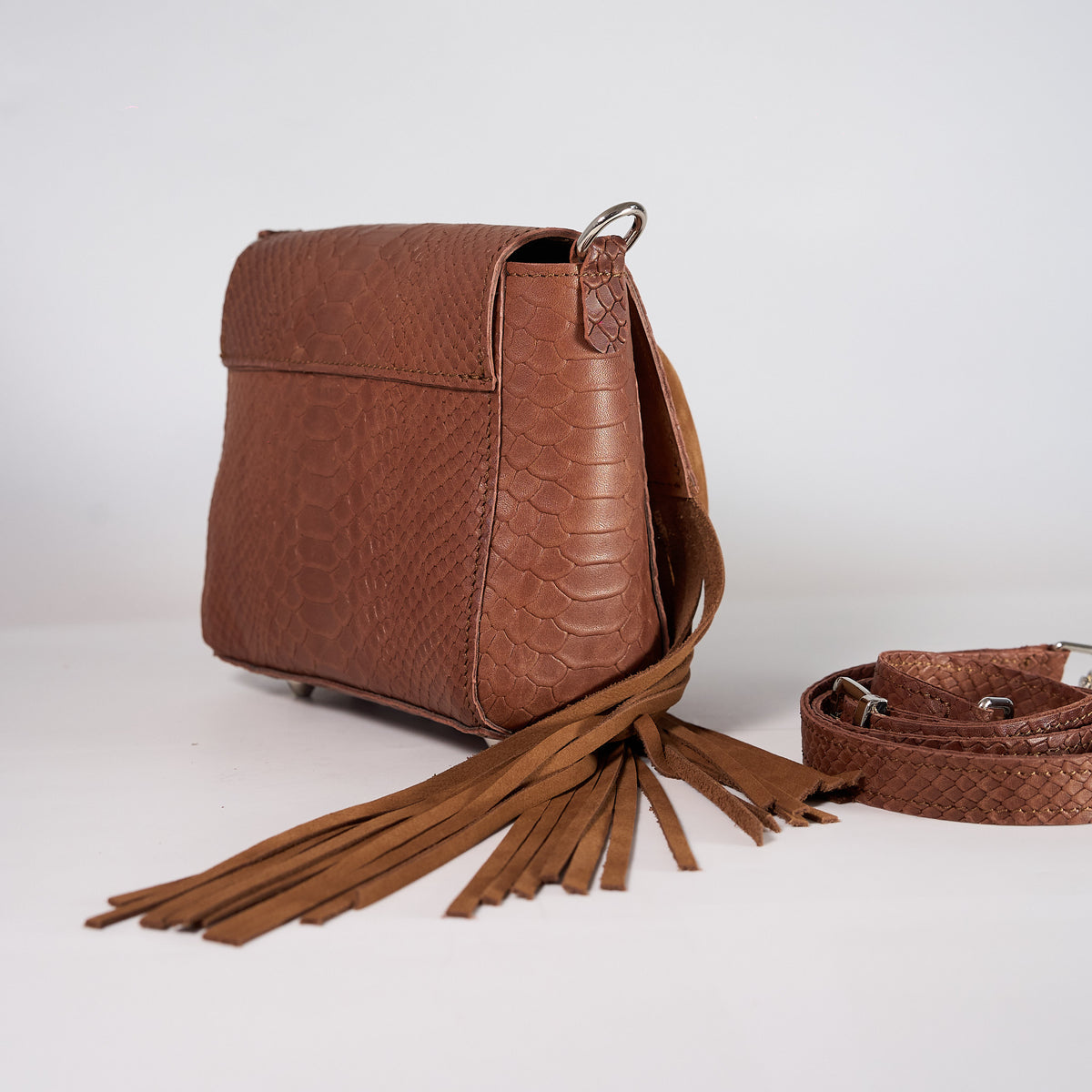 Mini COCO F- geanta piele naturala, marime mica, cu franjuri