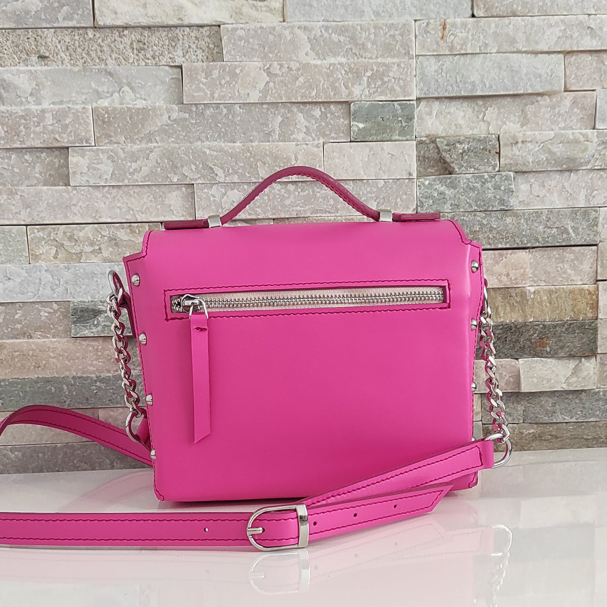 Girl Boxy -piele naturala, marime medie, de zi