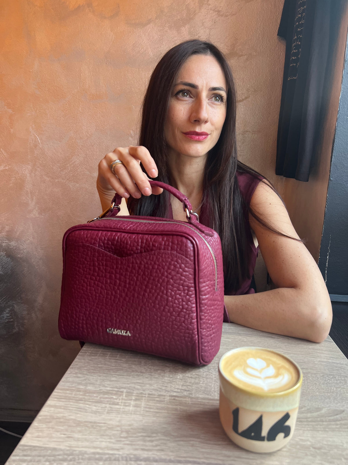 Mara GRAY - genuine leather bag, medium size, casual