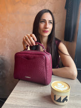 Mara GRAY - genuine leather bag, medium size, casual