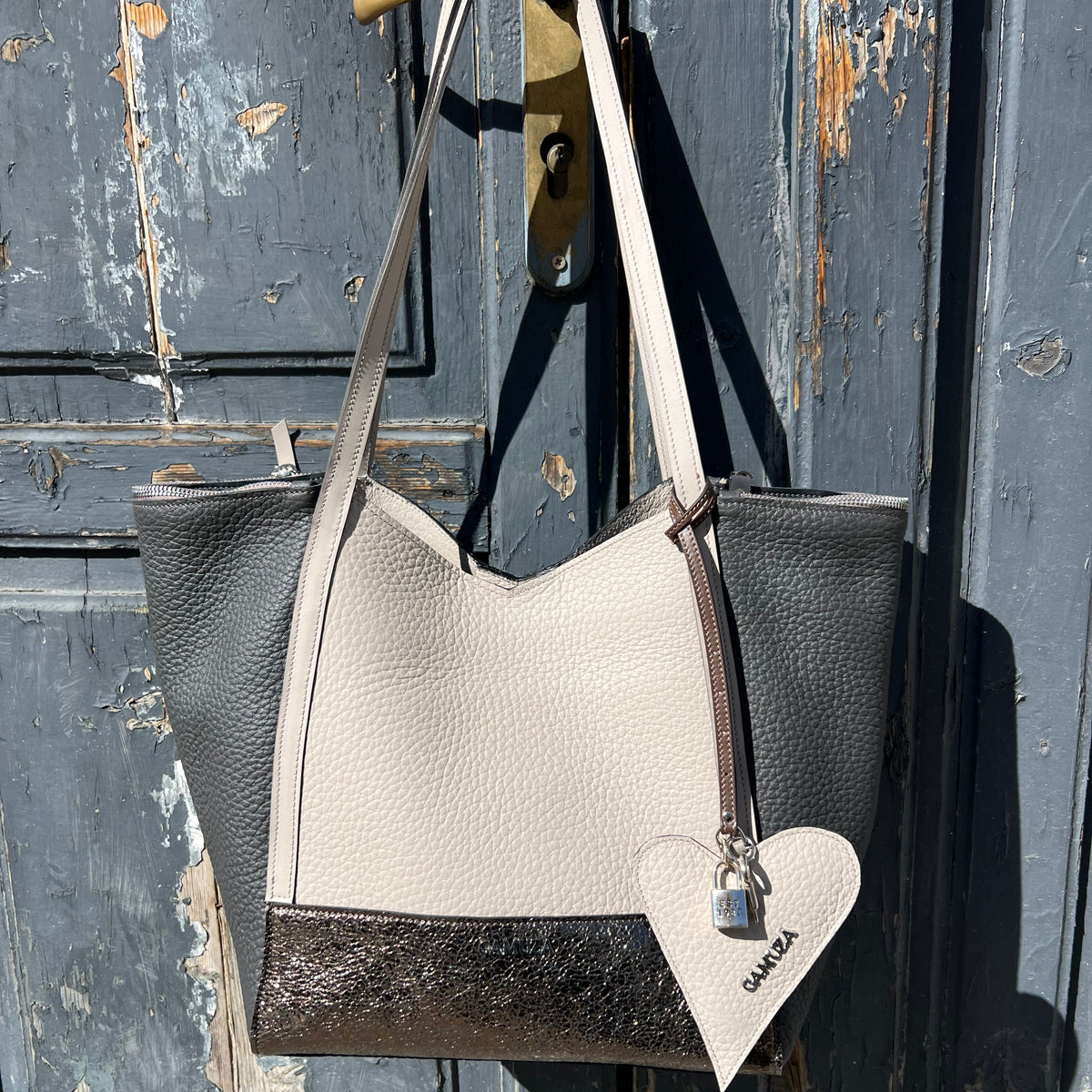 SHOPPER BAG - genuine leather shoulder bag, large size