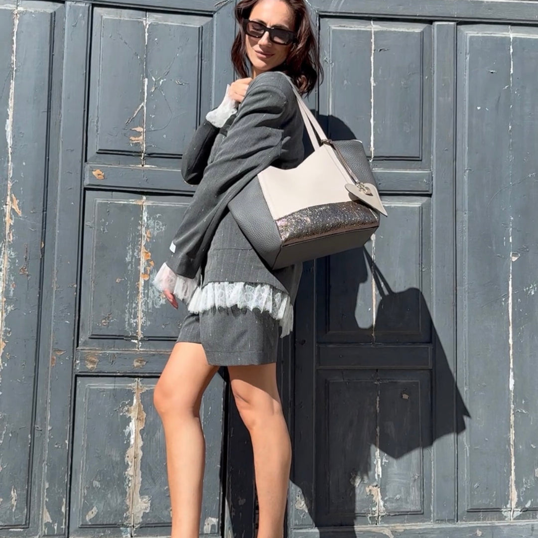 SHOPPER BAG- geanta piele naturala, de umar, marime mare