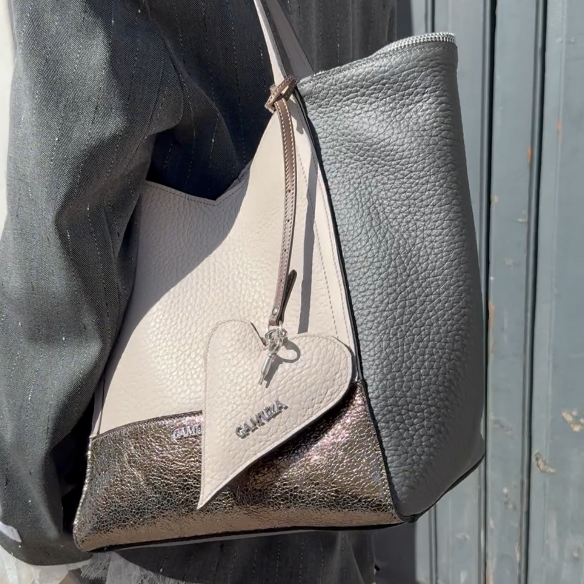 SHOPPER BAG - genuine leather shoulder bag, large size
