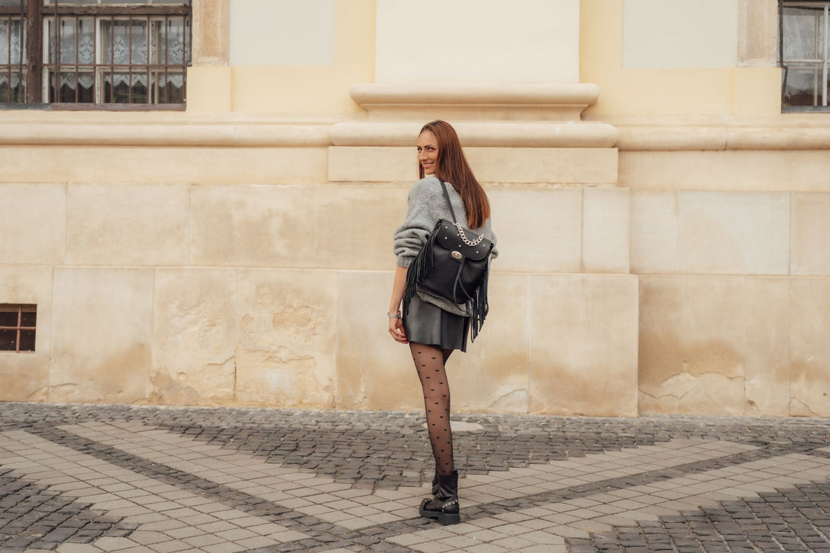 Black Fringe Backpack