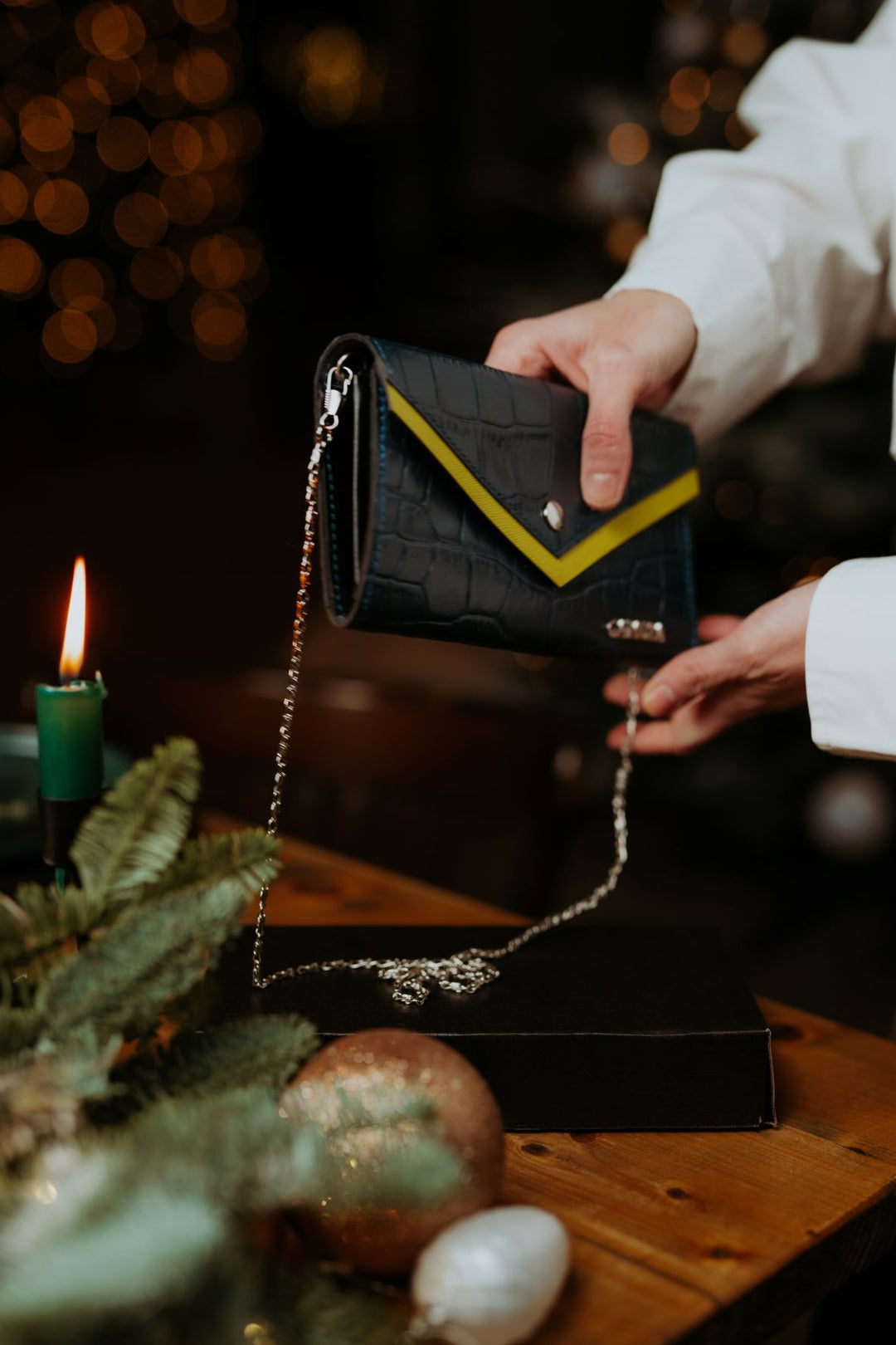 Portofel-Plic Bleumarin-lime