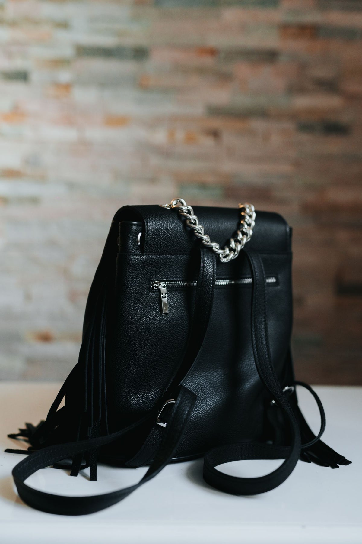 Black Fringe Backpack