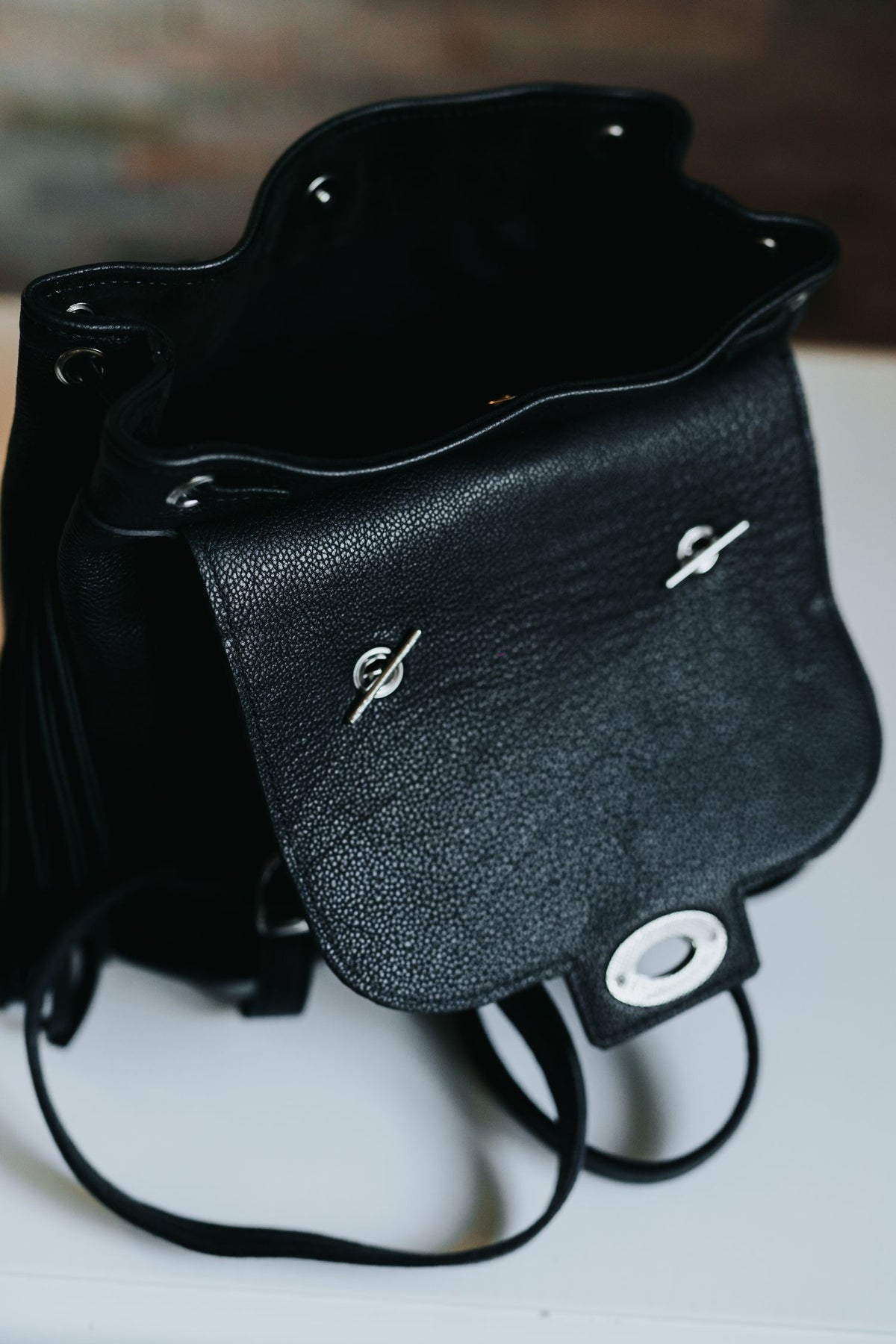 Black Fringe Backpack