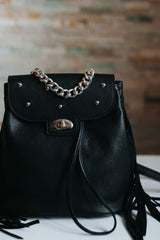 Black Fringe Backpack