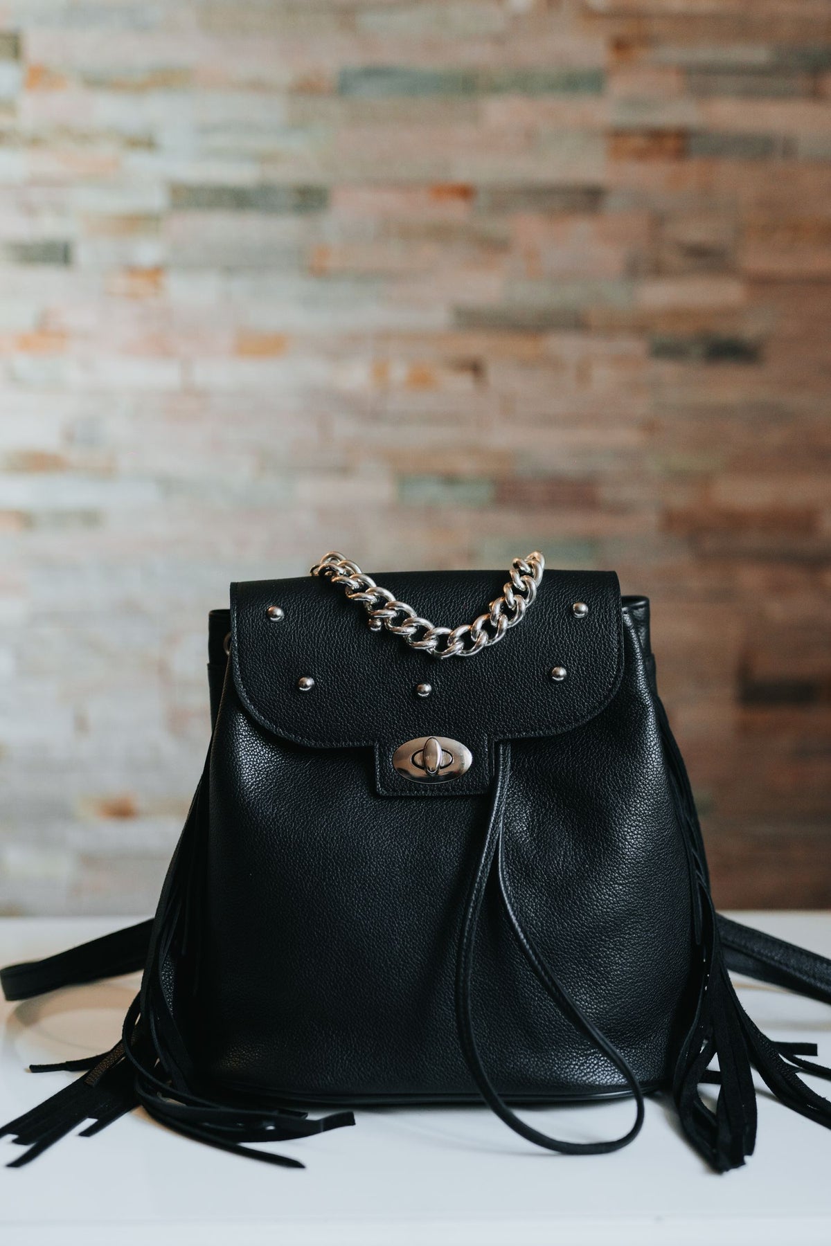 Black Fringe Backpack